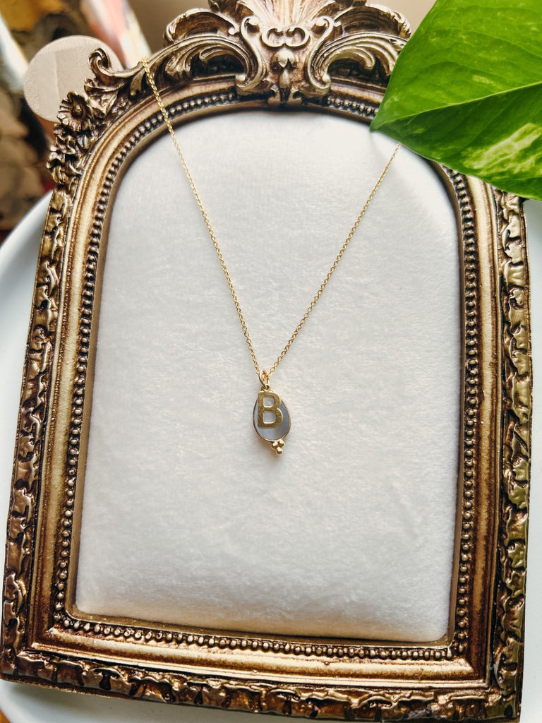 Initial + Moonstone Charm Necklace - Daily Magic