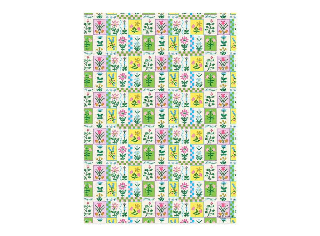 Retro Flower wrapping paper: Roll of 3 sheets - Daily Magic