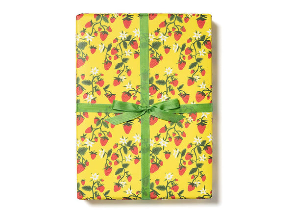 Strawberry Patch wrapping paper: Roll of 3 sheets - Daily Magic