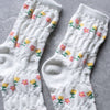 Women's Wrinkles Floral Casual Socks: White - Daily Magic