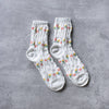 Women's Wrinkles Floral Casual Socks: White - Daily Magic