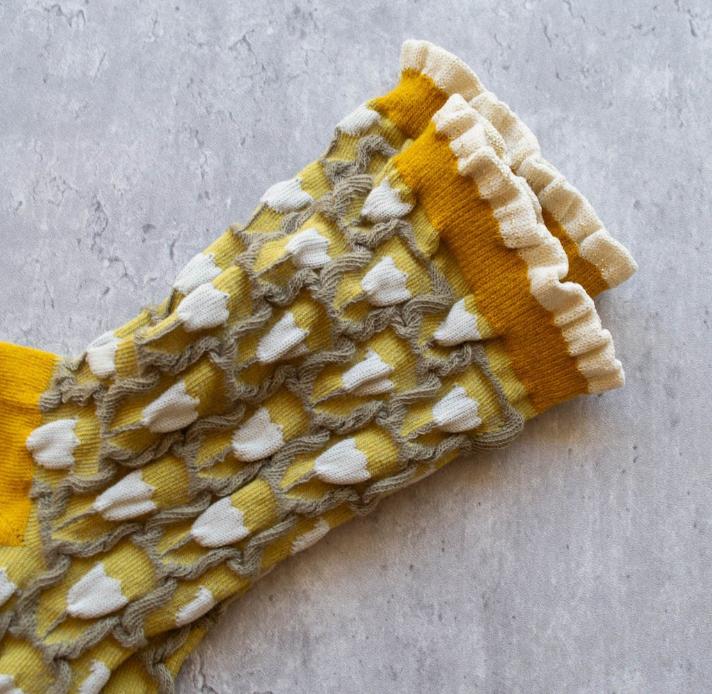 Scrunchie Cozy Floral Sock in Mustard - Daily Magic